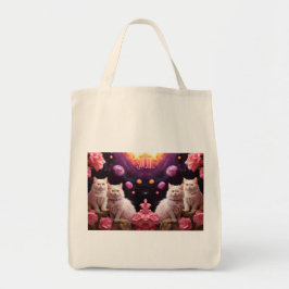 Bolsa Tote Saco de Compras com Ilustração de Gato