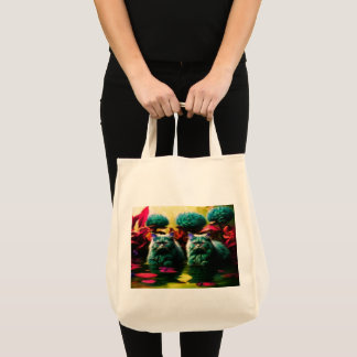 Bolsa Tote Saco de Compras com Ilustração de Gato