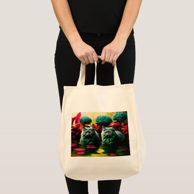 Bolsa Tote Saco de Compras com Ilustração de Gato (Frente (produto))