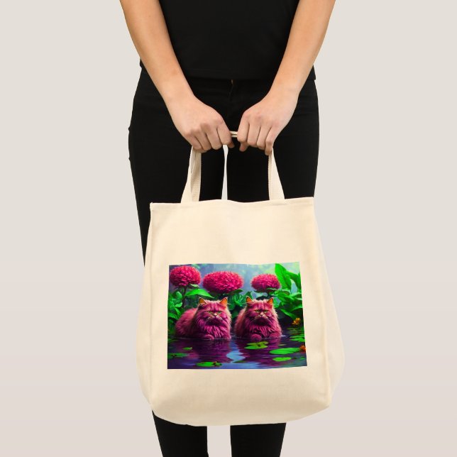Bolsa Tote Saco de Compras com Ilustração de Gato (Frente (produto))