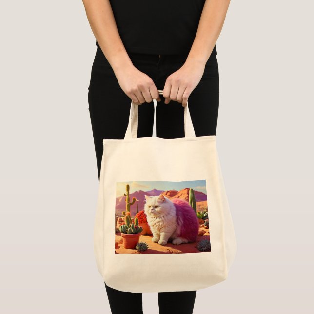Bolsa Tote Saco de Compras com Ilustração de Gato  (Frente (produto))