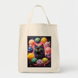 Bolsa Tote Saco de Compras com Ilustração de Gato