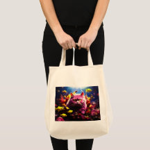 Saco de Compras com Ilustração de Gato