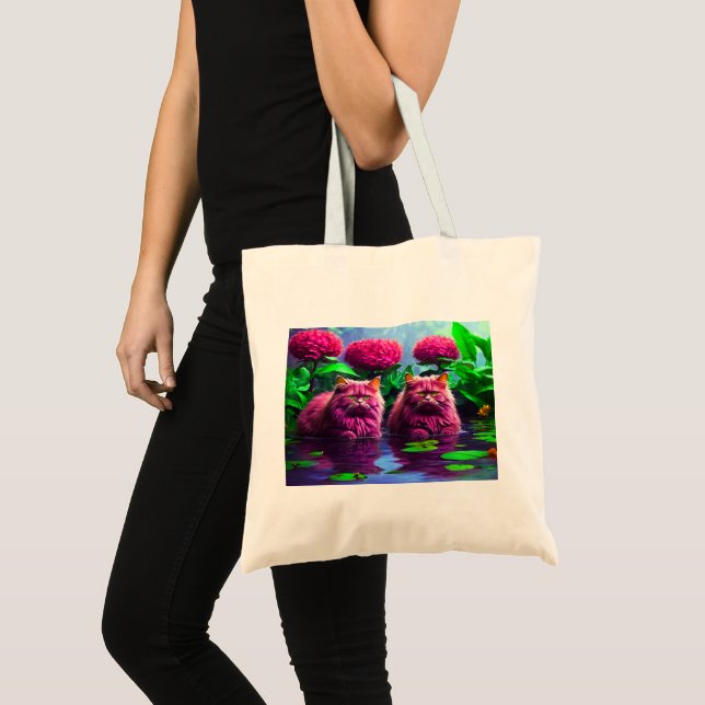 Bolsa Tote Saco de Compras com Ilustração de Gato (Frente (produto))