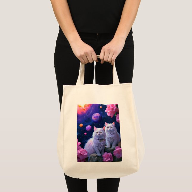 Bolsa Tote Saco de Compras com Ilustração de Gato (Frente (produto))