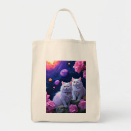 Bolsa Tote Saco de Compras com Ilustração de Gato