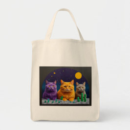 Bolsa Tote Saco de Compras com Ilustração de Gato