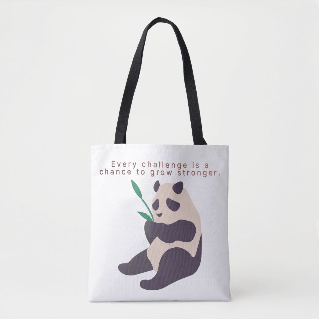 Bolsa Tote Saco de Compras com Ilustração de Panda Inspirador (Frente)