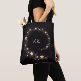 Bolsa Tote Saco de compras com iniciais em espiral de estrela