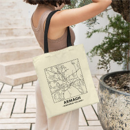 Bolsa Tote Saco de compras com mapa da cidade de Armagh, Irla