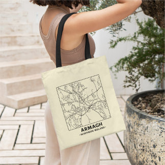 Bolsa Tote Saco de compras com mapa da cidade de Armagh, Irla