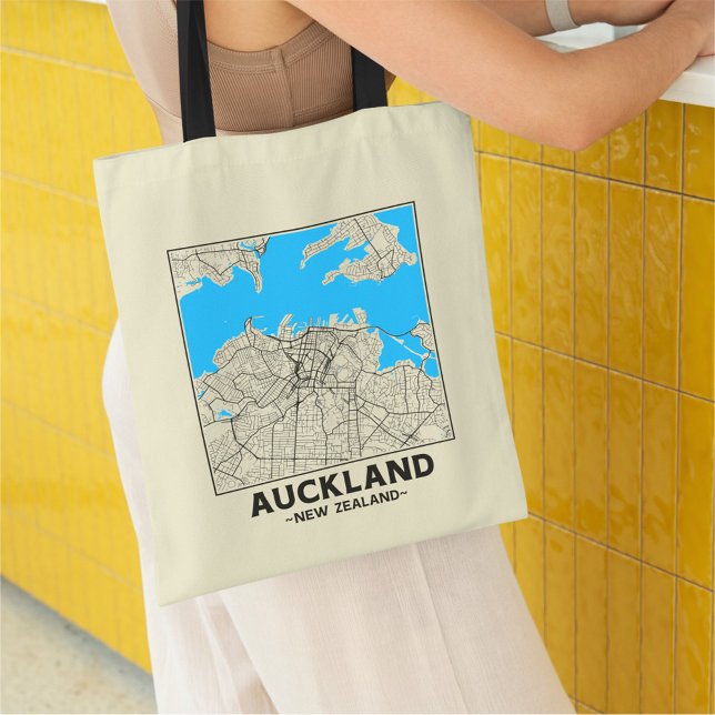 Bolsa Tote Saco de compras com mapa da cidade de Auckland, No (Criador carregado)
