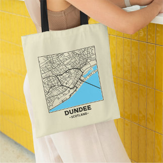Bolsa Tote Saco de compras com mapa da cidade de Dundee, Escó