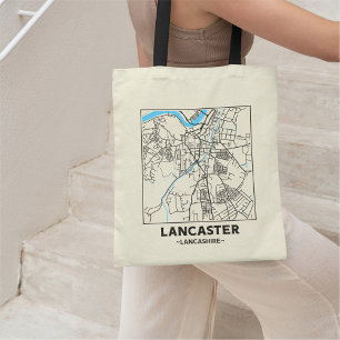 Bolsa Tote Saco de compras com mapa da cidade de Lancaster, L