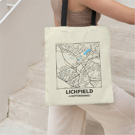 Bolsa Tote Saco de compras com mapa da cidade de Lichfield, S