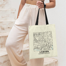Bolsa Tote Saco de compras com mapa da cidade de Lisburn, Irl