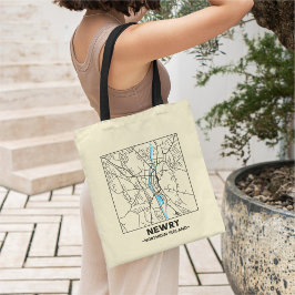 Bolsa Tote Saco de compras com mapa da cidade de Newry, Irlan