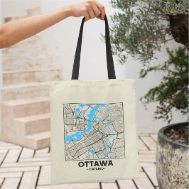 Bolsa Tote Saco de compras com mapa da cidade de Ottawa, Ontá