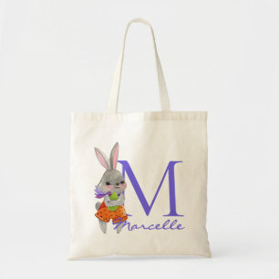 Bolsa Tote Saco de Compras com Nome e Inicial do Coelho da Pá