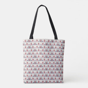 Bolsa Tote Saco de Compras com Padrão Floral Folclórico Húnga