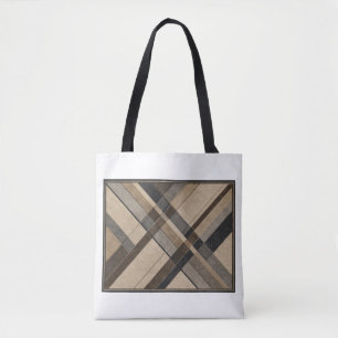 Bolsa Tote Saco de Compras com Padrão Xadrez Abstrato Neutro