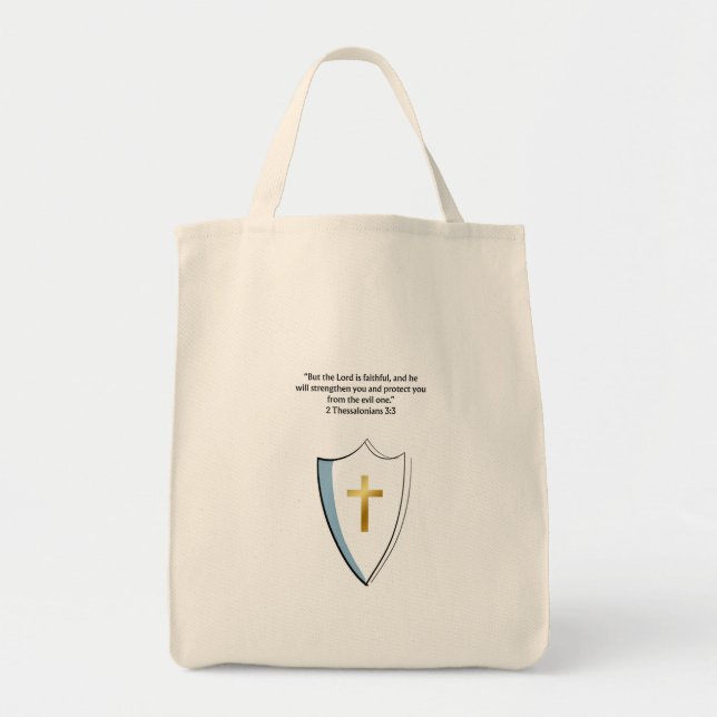 Bolsa Tote Saco de compras com presente cristão 2 Tessalonice (Frente)