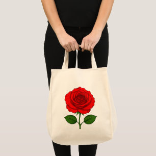 Bolsa Tote Saco de Compras com Rosa Vermelha