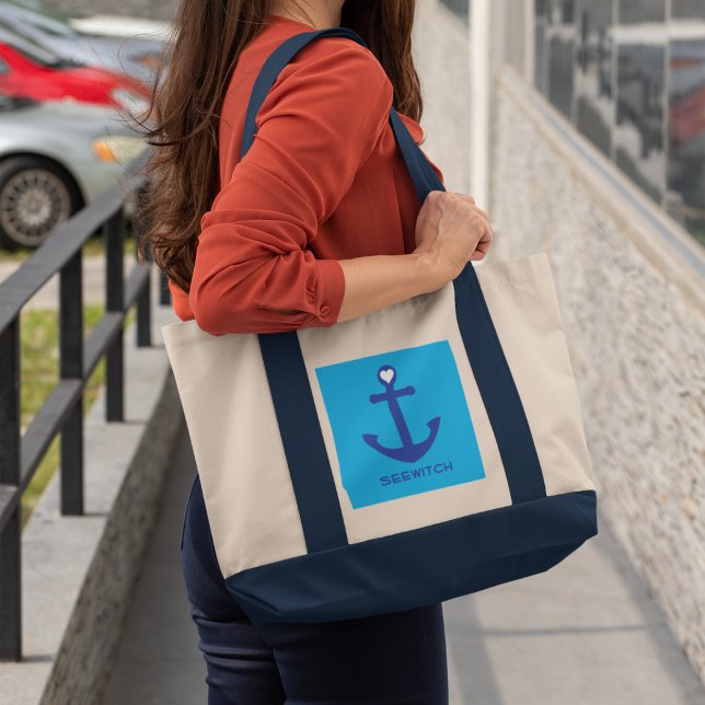 Bolsa Tote Saco de Compras com Tema Náutico Personalizado (Nautical theme tote bag.)