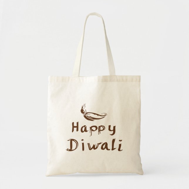 Bolsa Tote Saco de compras com texto Diwali feliz (Frente)