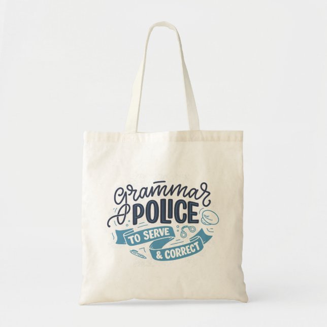 Bolsa Tote Saco de compras da Polícia Gramatical (Frente)