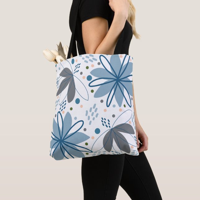 Bolsa Tote Saco de Compras de Arte Floral Abstrata (Close Up)