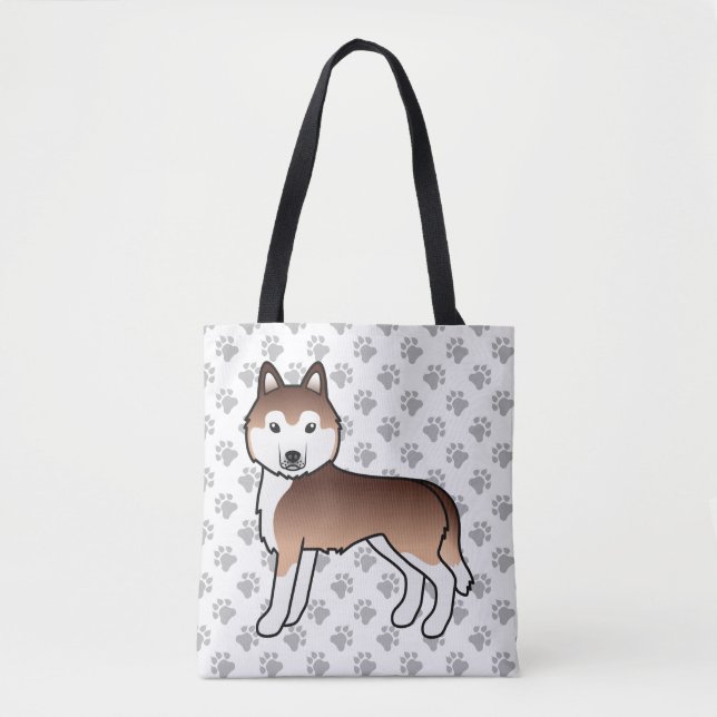 Bolsa Tote Saco de Compras de Cachorro de Desenho Animado Hus (Frente)