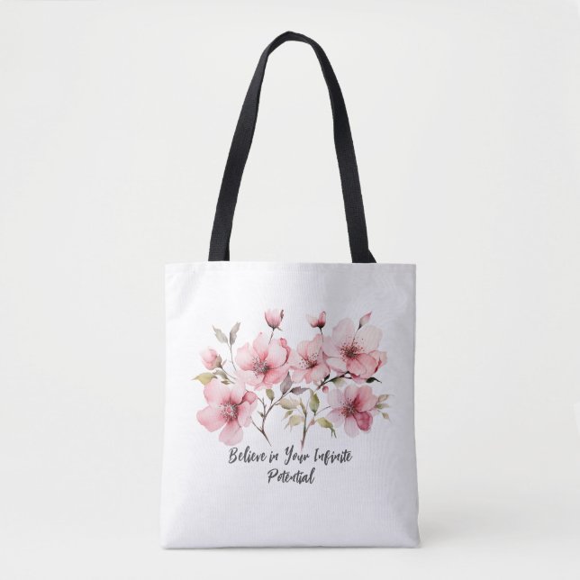 Bolsa Tote Saco de compras de Canvas de cotação Inspiracional (Frente)