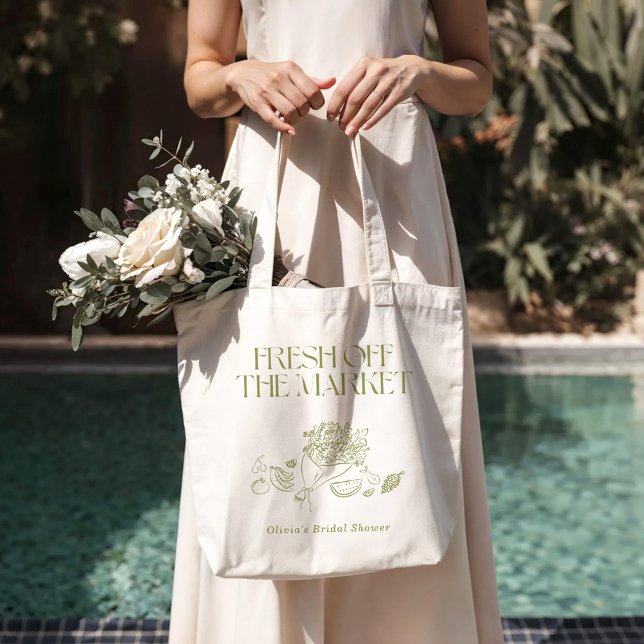 Bolsa Tote Saco de Compras de Chá de Noiva Fresco do Mercado  (Criador carregado)