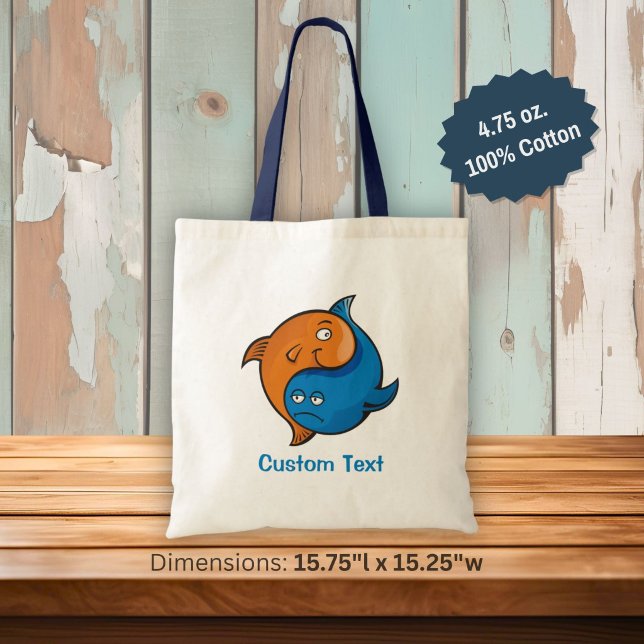 Bolsa Tote Saco de compras de desenho animado de peixe Yin Ya (Criador carregado)