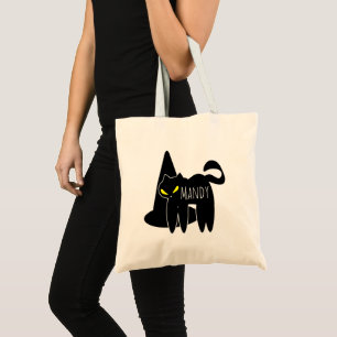 Bolsa Tote Saco de Compras de Doces de Gato Preto com Chapéu