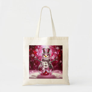 Bolsa Tote Saco de Compras de Férias Flocos de Neve Boneco de
