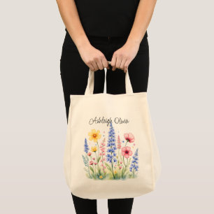 Bolsa Tote Saco de Compras de Flores Silvestres Pastel em Est