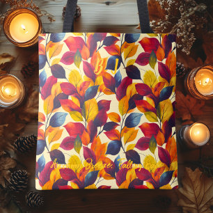 Bolsa Tote Saco de Compras de Folhas de Outono Elegantes Padr