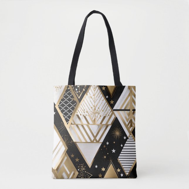 Bolsa Tote saco de compras de formas geométricas de natal (Frente)