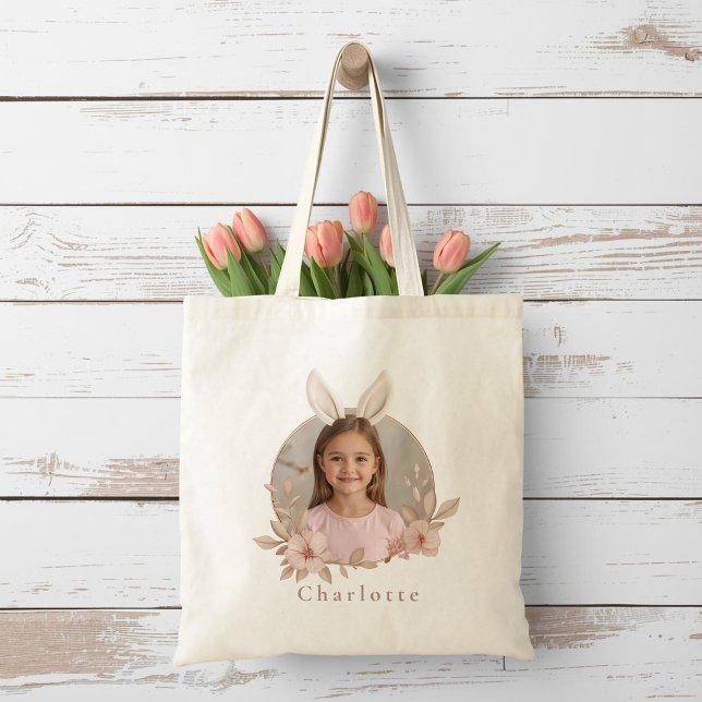 Bolsa Tote Saco de Compras de Foto do Coelho da Páscoa Person (Criador carregado)
