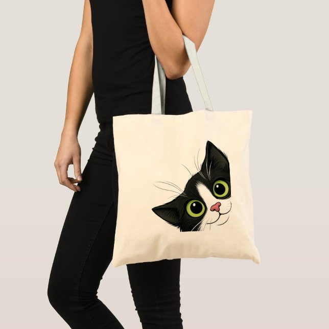 Bolsa Tote Saco de Compras de Gato Engraçado (Frente (produto))
