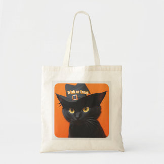 Bolsa Tote Saco de Compras de Gato Preto de Halloween 'Trick