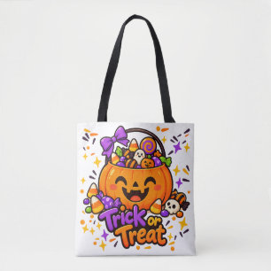 Bolsa Tote Saco de Compras de Halloween Abóbora Fofa 'Trick o
