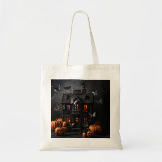 Bolsa Tote Saco de Compras de Halloween com Abóbora Sorrident