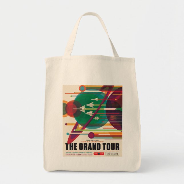 Bolsa Tote Saco de Compras de Lona para Viagens Espaciais Gra (Frente)