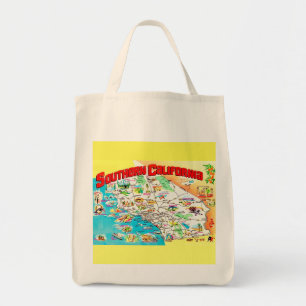 Bolsa Tote Saco de Compras de Mapa do Sul da Califórnia