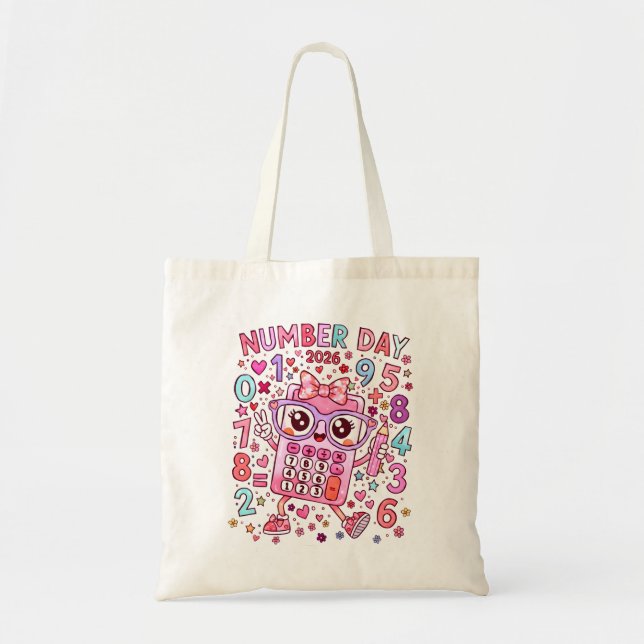 Bolsa Tote Saco de compras de matemática da calculadora fofa  (Frente)
