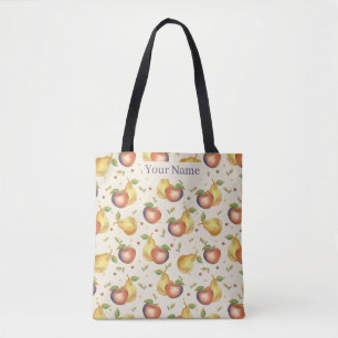 Bolsa Tote Saco de Compras de Mercearia de Maçã e Pera