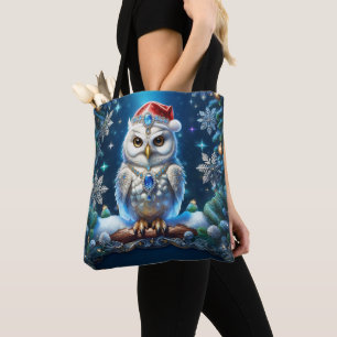 Bolsa Tote Saco de Compras de Natal com Chapéu de Papai Noel